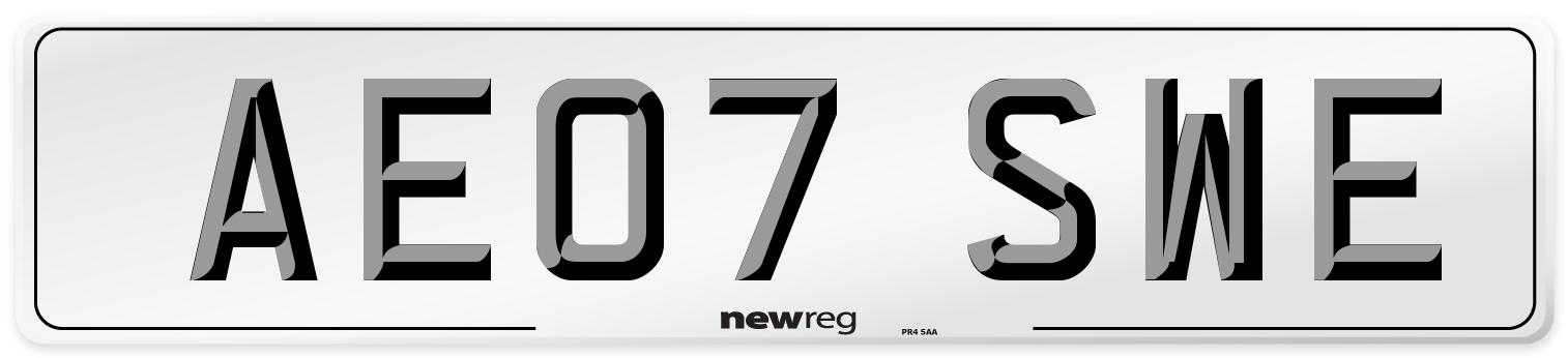 AE07 SWE Number Plate from New Reg